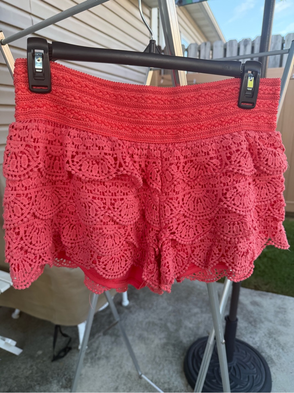 Crochet Lace Coral  juniors Shorts